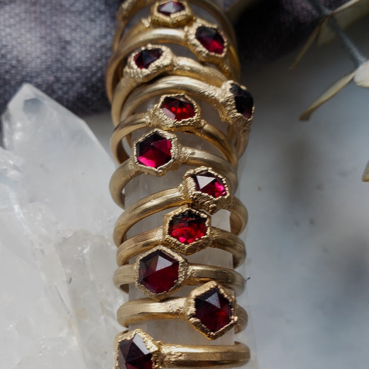 Garnet Hexagon Prism Ring RING Shop Dreamers of Dreams