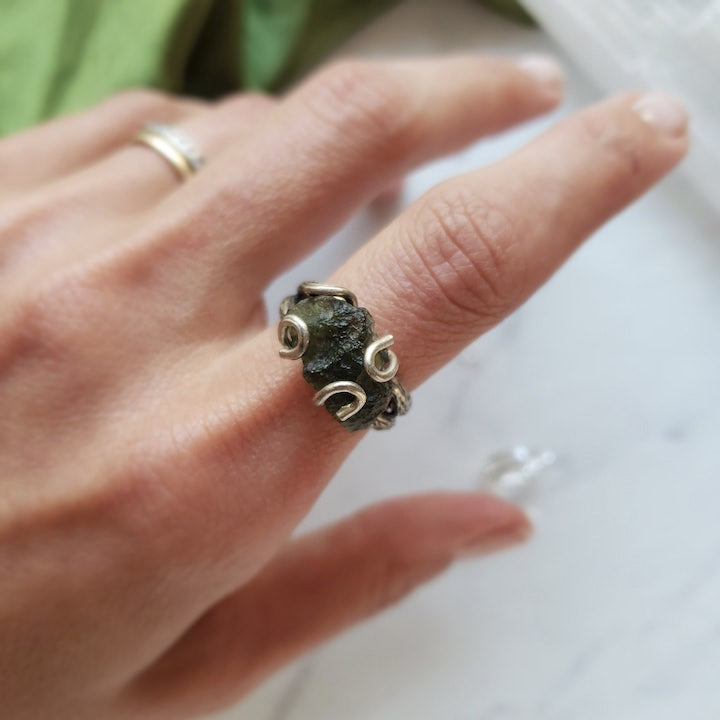 Moldavite Ring Adjustable RING Shop Dreamers of Dreams