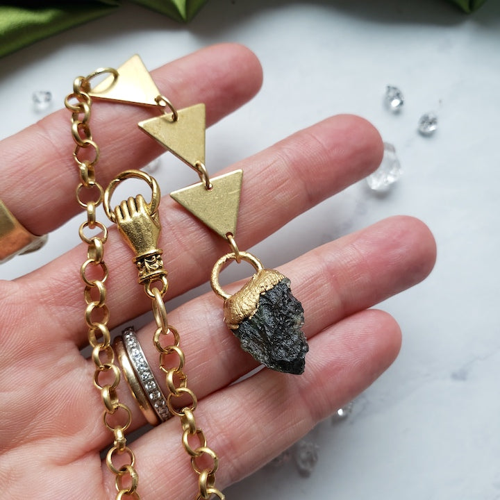 Made To Order | Moldavite Trinity Pendulum pendulum Shop Dreamers of Dreams