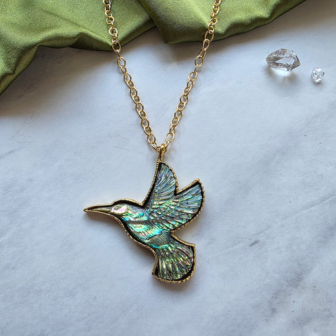 Hummingbird Spirit Abalone Necklace Necklace Shop Dreamers of Dreams