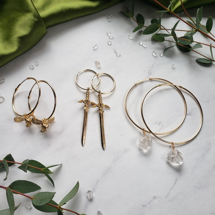 Owl + Sword + Star Gold Hoop Bundle Hoop Earrings Shop Dreamers of Dreams