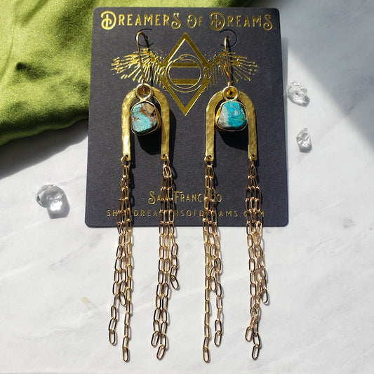 Gold Rainbow Arch Chain Duster Earrings Earrings Shop Dreamers of Dreams
