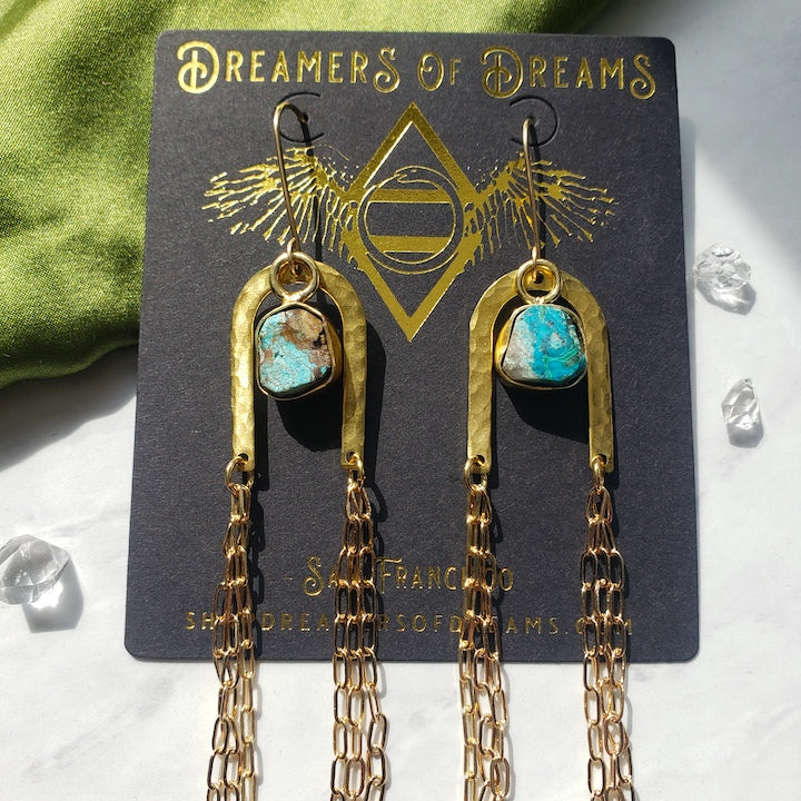 Gold Rainbow Arch Chain Duster Earrings Earrings Shop Dreamers of Dreams