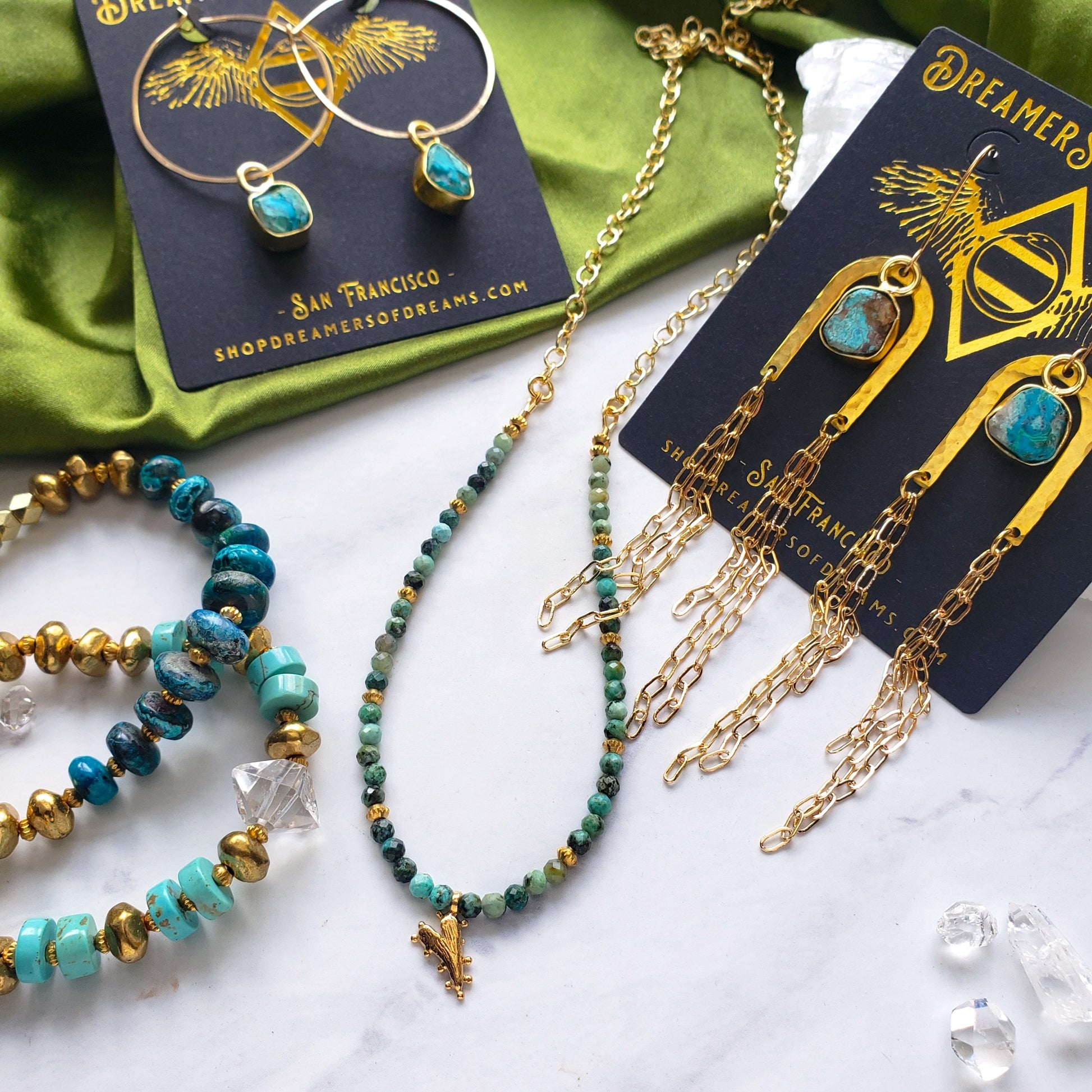 Chrysocolla Heart Charm Necklace Necklace Shop Dreamers of Dreams