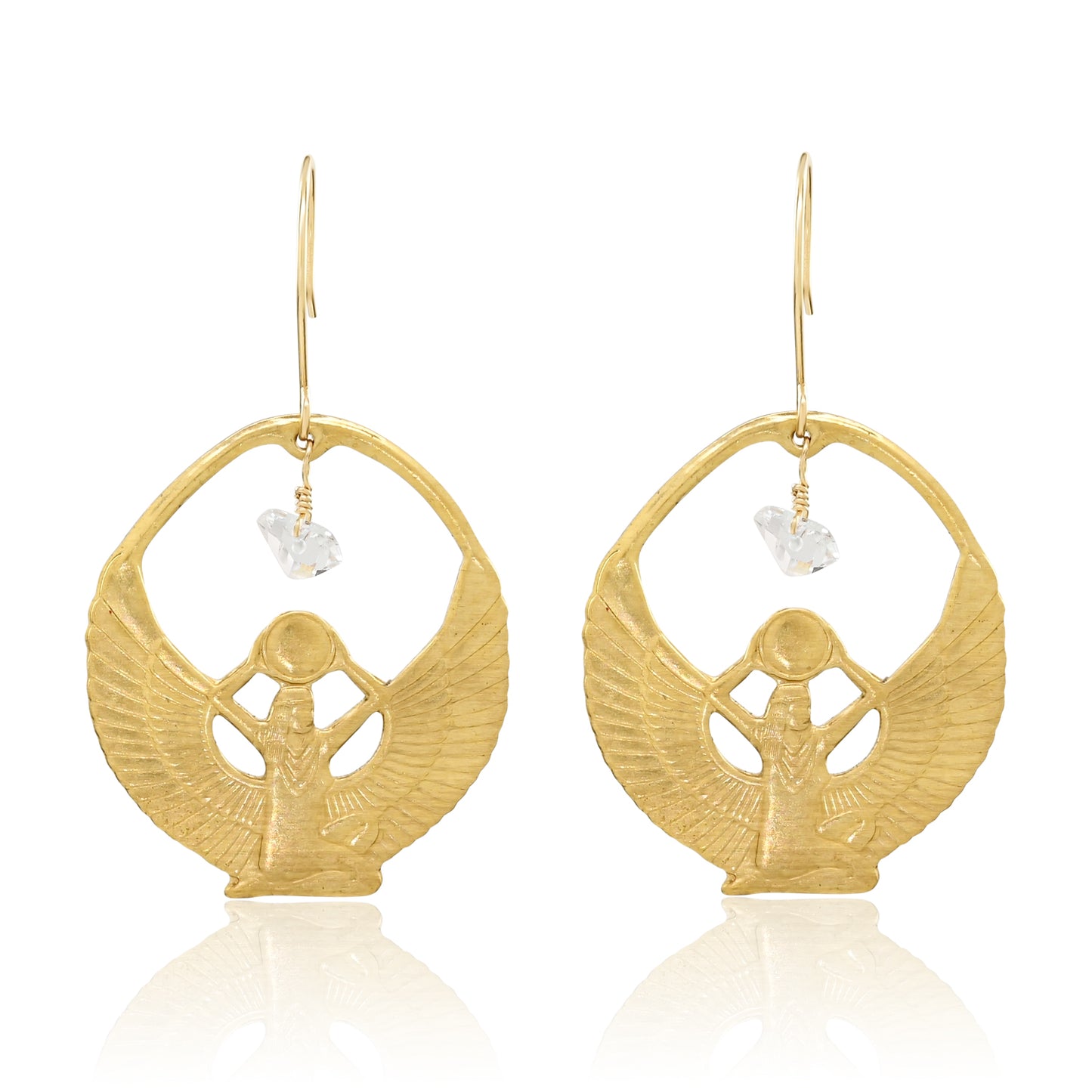 Brass Isis and Herkimer Earrings Earrings Shop Dreamers of Dreams