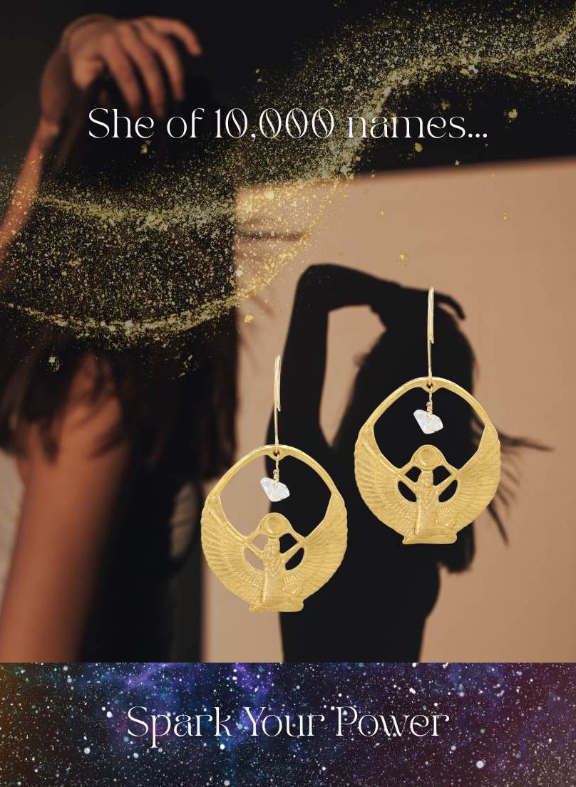Brass Isis and Herkimer Earrings Earrings Shop Dreamers of Dreams