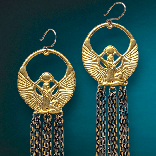 Brass Isis and Herkimer Chain Earrings Earrings Shop Dreamers of Dreams