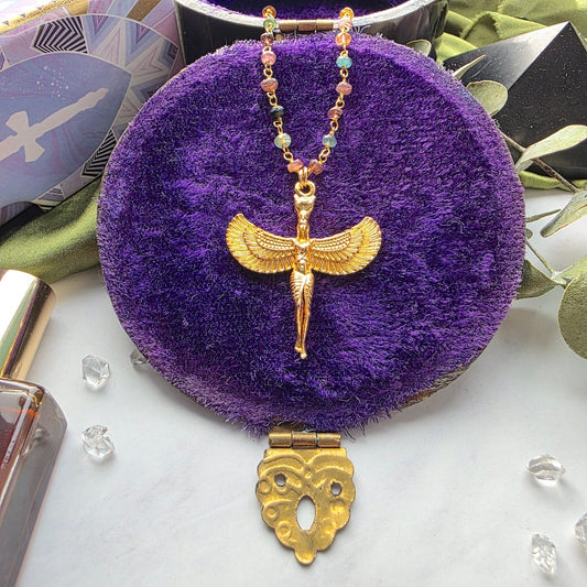 Isis Goddess on Watermelon Tourmaline Necklace Shop Dreamers of Dreams
