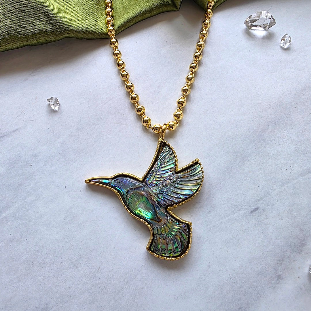 Hummingbird Spirit Abalone Necklace Necklace Shop Dreamers of Dreams