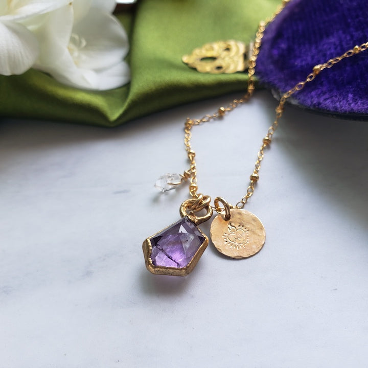 Amethyst Geometric Mini Pendant Necklace Necklace Shop Dreamers of Dreams