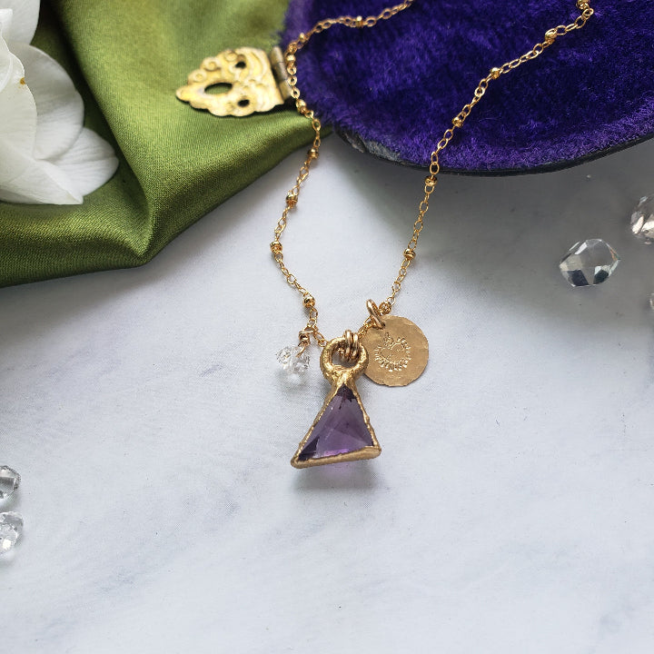 Amethyst Geometric Pendant Necklace Necklace Shop Dreamers of Dreams