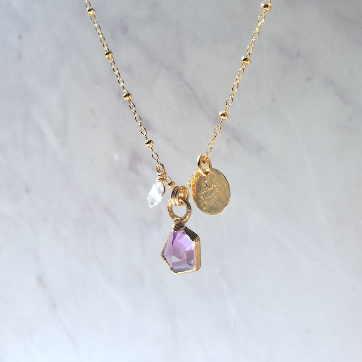Amethyst Geometric Mini Pendant Necklace Necklace Shop Dreamers of Dreams