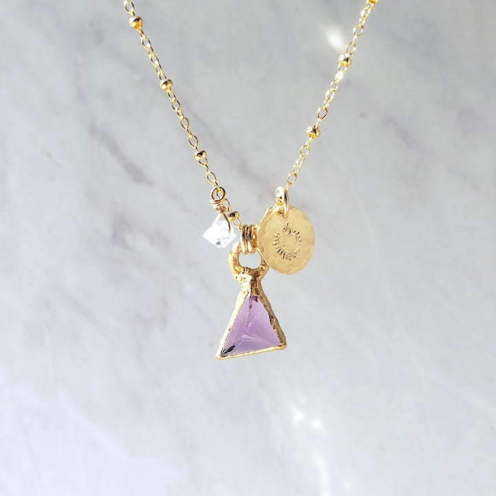 Amethyst Geometric Pendant Necklace Necklace Shop Dreamers of Dreams