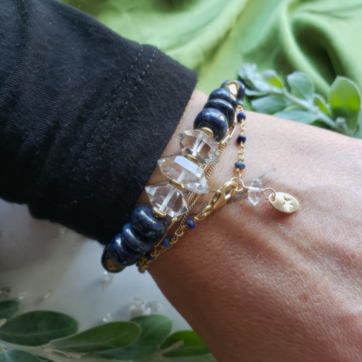 Divine Lapis and Quartz Bracelet Bracelet Shop Dreamers of Dreams