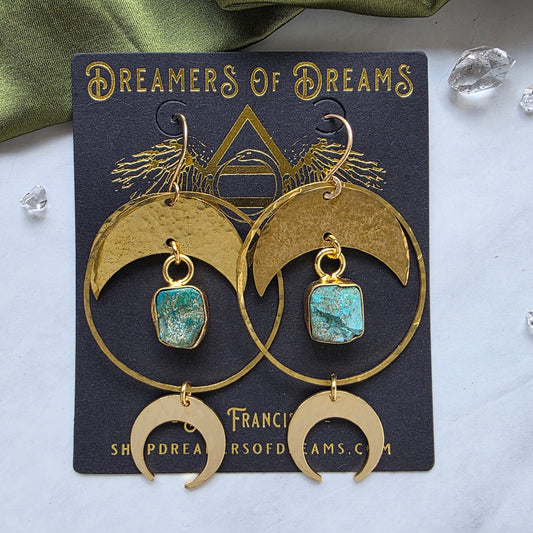 Chrysocolla Moon Drops Earrings Shop Dreamers of Dreams