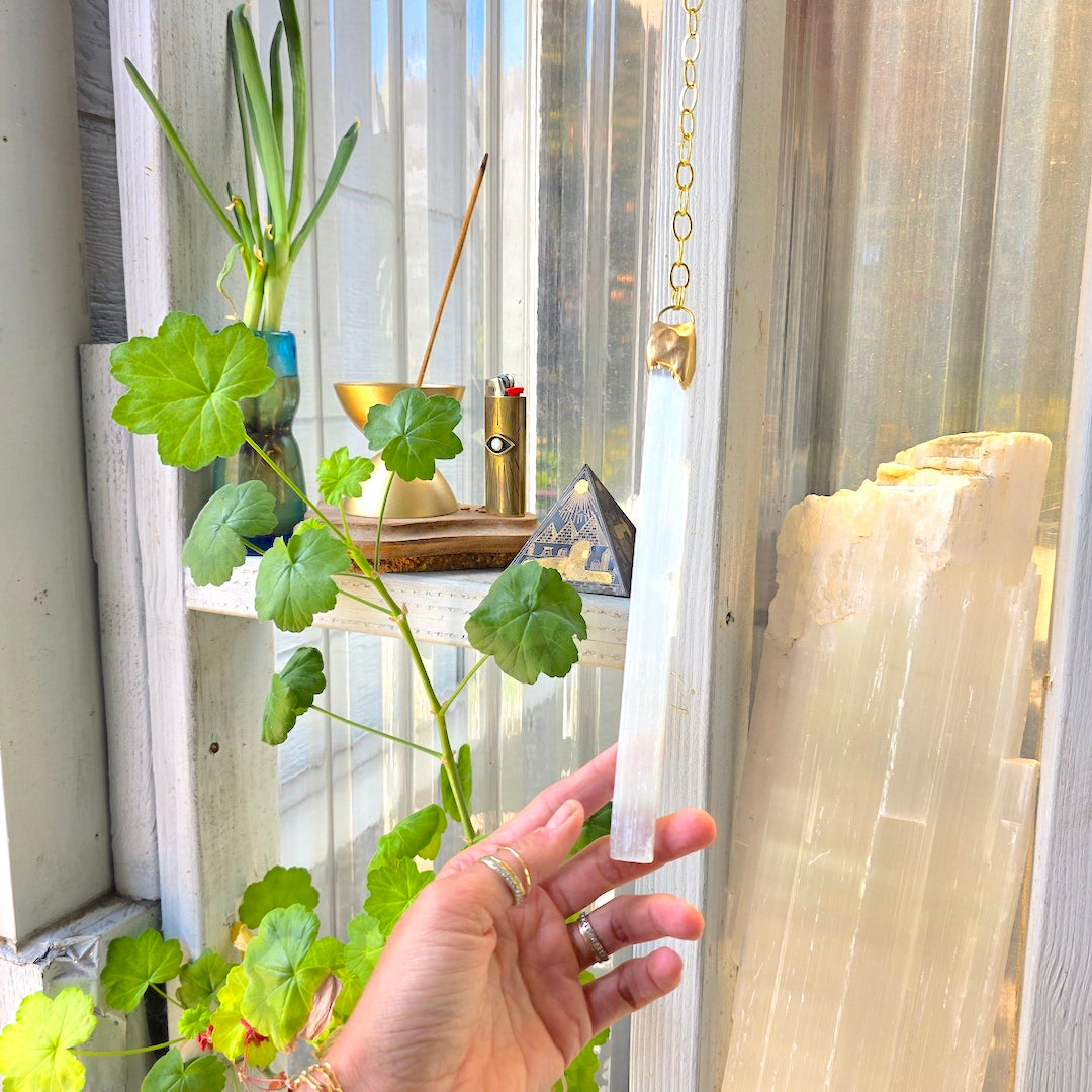 Cleansing Selenite Crystal Hanging Wall Hanging Shop Dreamers of Dreams