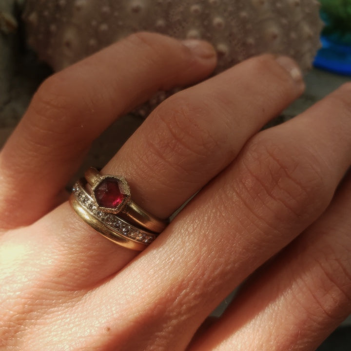 Garnet Hexagon Prism Ring RING Shop Dreamers of Dreams