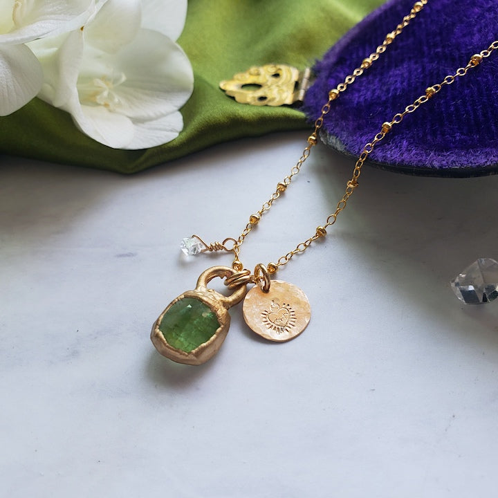 Green Tourmaline Mini Pendant Necklace Necklace Shop Dreamers of Dreams