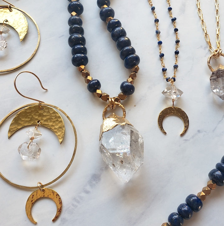 Halo Quartz Moon Hoops Earrings Shop Dreamers of Dreams