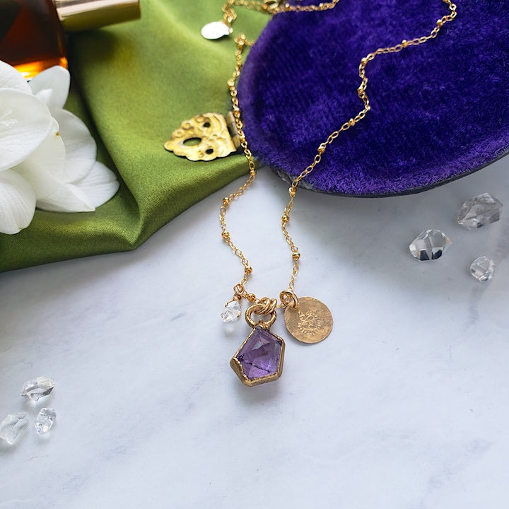 Amethyst Geometric Mini Pendant Necklace Necklace Shop Dreamers of Dreams