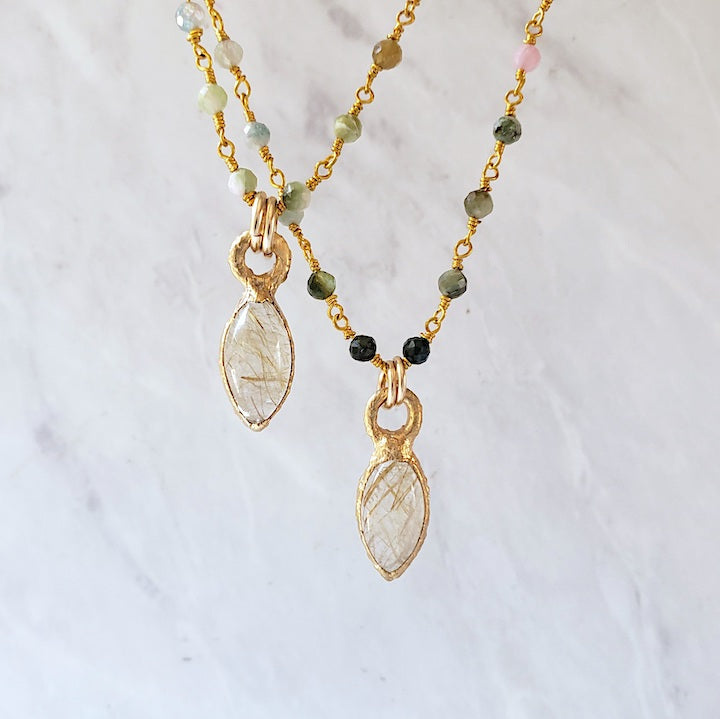 Golden Rutile Mini Pendant Necklace Necklace Shop Dreamers of Dreams