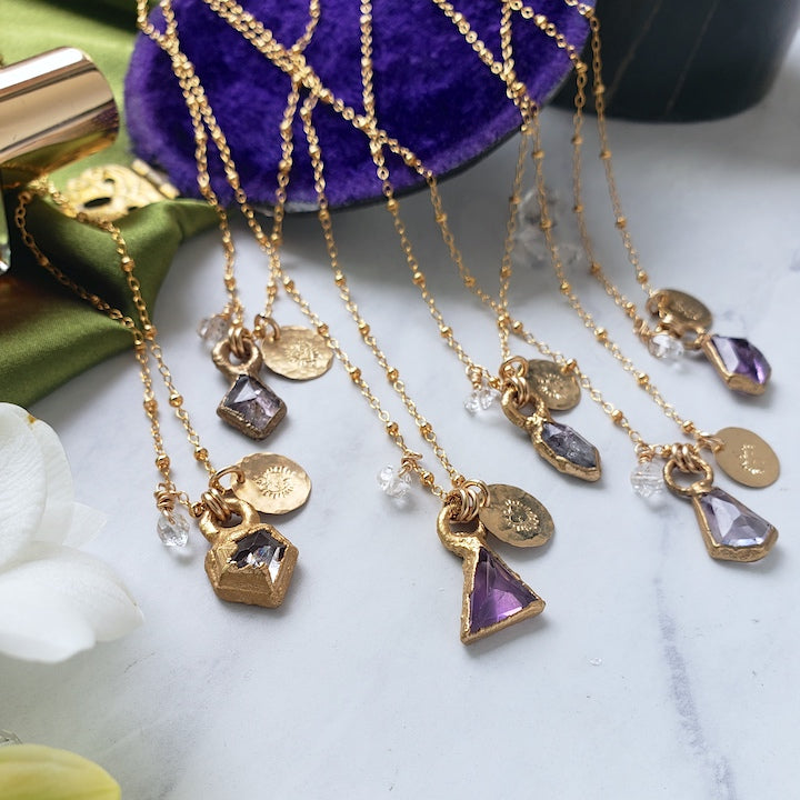 Amethyst Geometric Pendant Necklace Necklace Shop Dreamers of Dreams