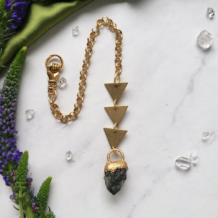 Made To Order | Moldavite Trinity Pendulum pendulum Shop Dreamers of Dreams
