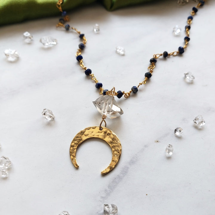 Beaded Lapis Moon Necklace Bracelet Shop Dreamers of Dreams