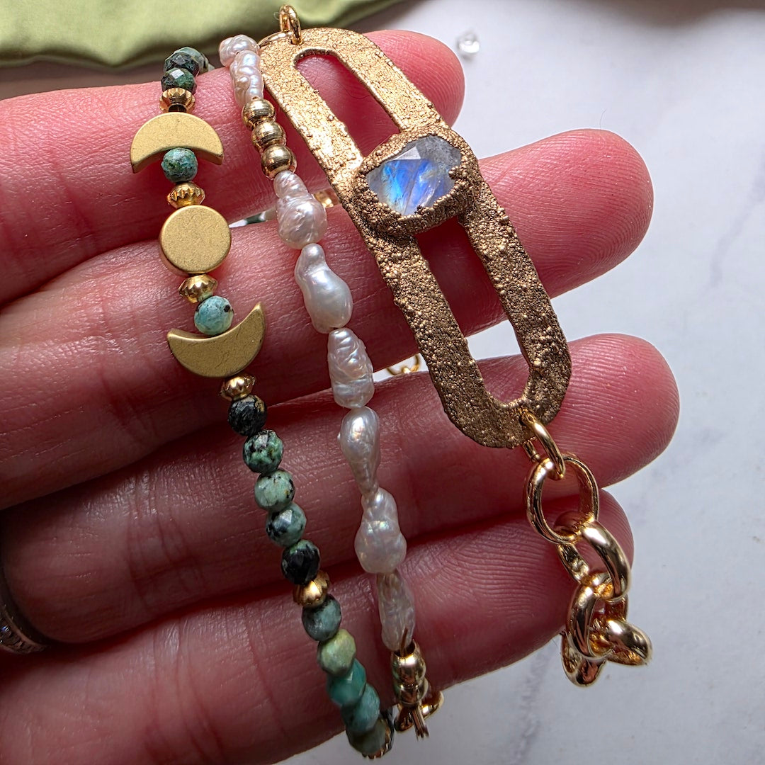 Chrysocolla Moon Phase Bracelet Bracelet Shop Dreamers of Dreams