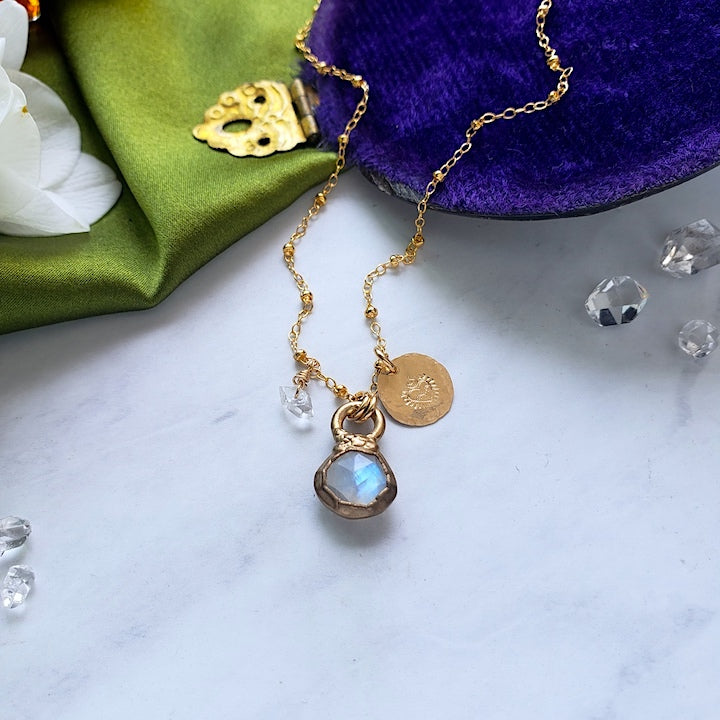 Moonstone Mini Pendant Necklace necklace Shop Dreamers of Dreams