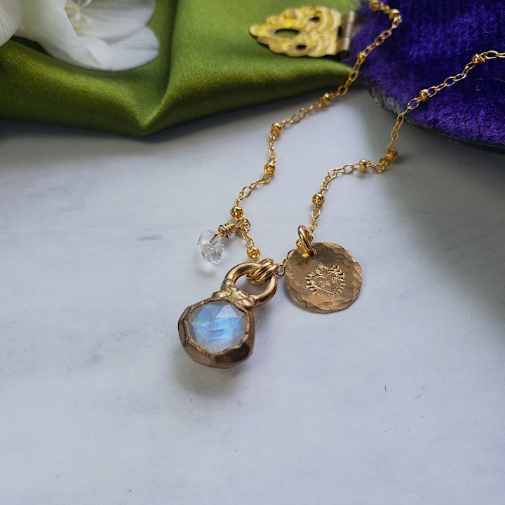 Moonstone Mini Pendant Necklace necklace Shop Dreamers of Dreams