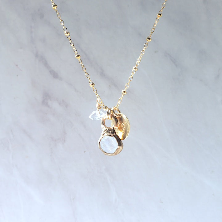 Moonstone Mini Pendant Necklace necklace Shop Dreamers of Dreams