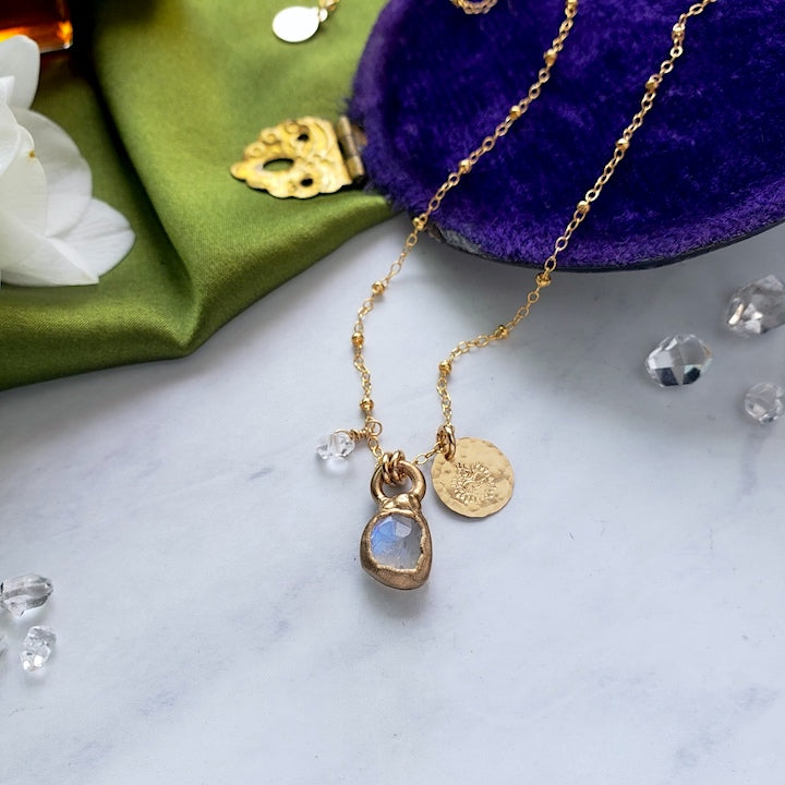 Moonstone Mini Pendant Necklace necklace Shop Dreamers of Dreams