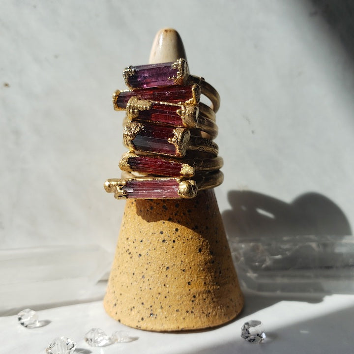 Pink Tourmaline Bar Ring RING Shop Dreamers of Dreams