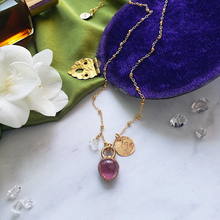 Pink Tourmaline Mini Pendant Necklace Necklace Shop Dreamers of Dreams