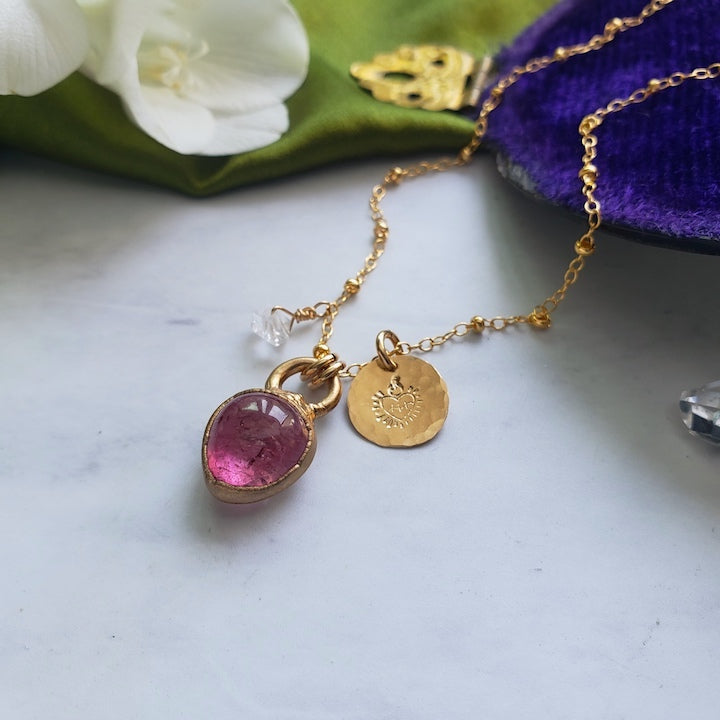 Pink Tourmaline Mini Pendant Necklace Necklace Shop Dreamers of Dreams