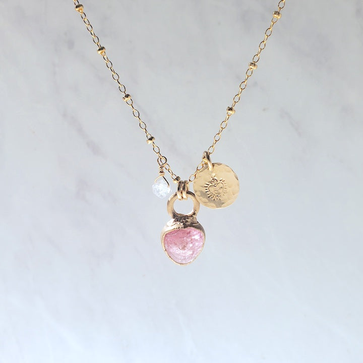 Pink Tourmaline Mini Pendant Necklace Necklace Shop Dreamers of Dreams