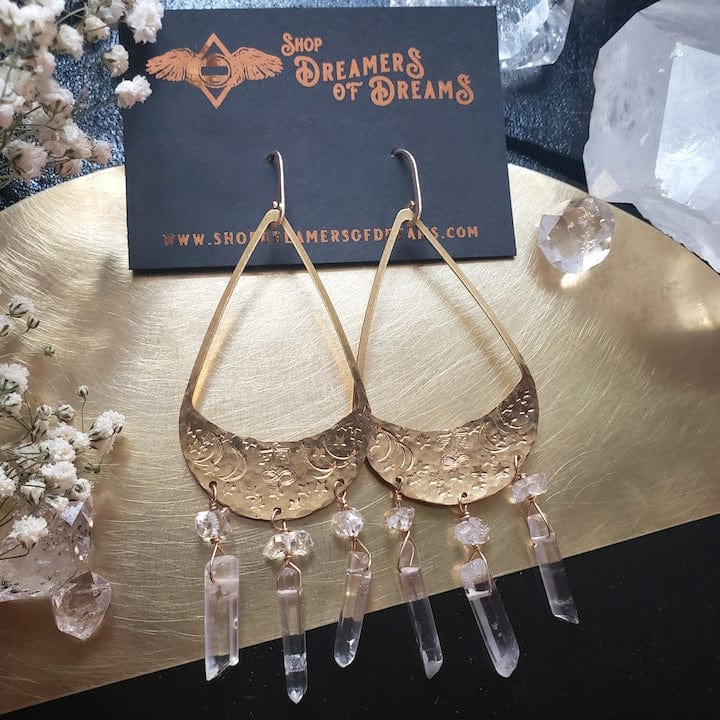 Solstice Star Brass Hoop Earrings Earrings Shop Dreamers of Dreams