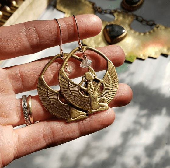 Brass Isis and Herkimer Earrings Earrings Shop Dreamers of Dreams