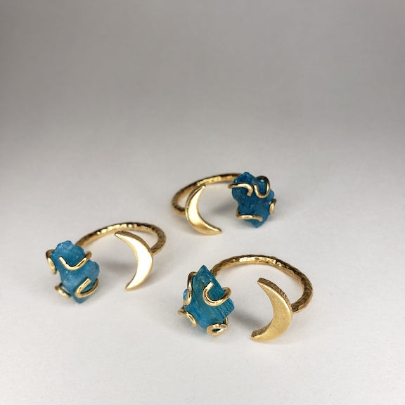 Apatite Gemstone Moon Ring RING Shop Dreamers of Dreams