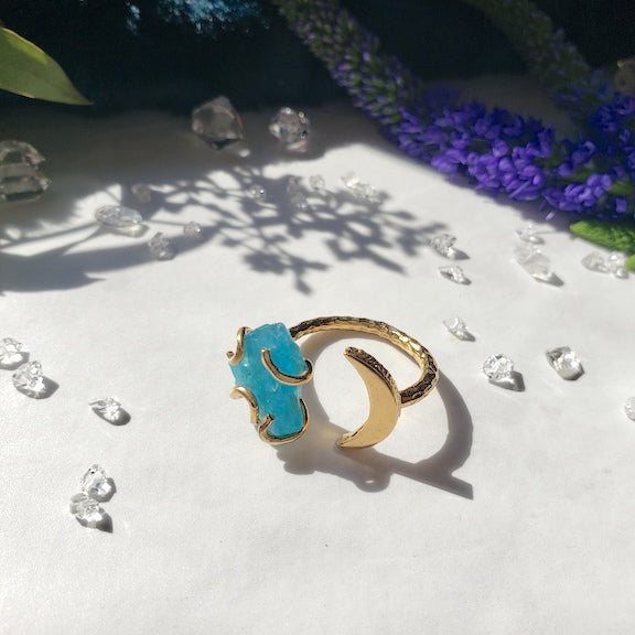 Apatite Gemstone Moon Ring RING Shop Dreamers of Dreams