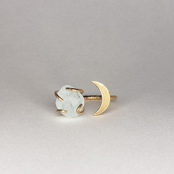 Aqua Gemstone Moon Ring RING Shop Dreamers of Dreams
