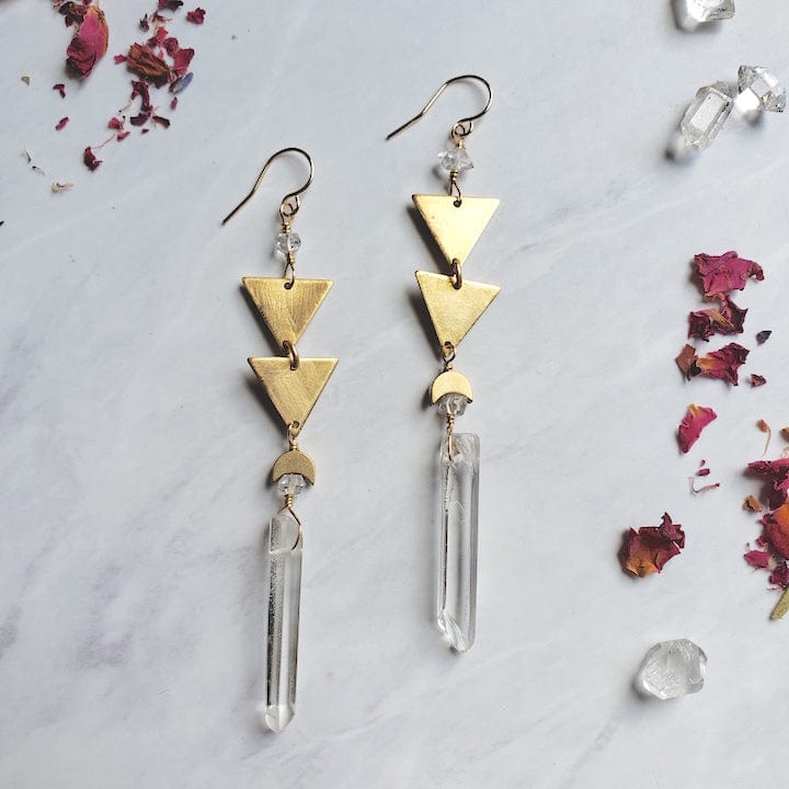 Herkimer and Quartz Drop Earrings Earrings Shop Dreamers of Dreams