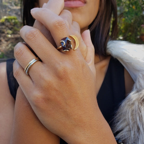 Garnet Gemstone Moon Ring RING Shop Dreamers of Dreams