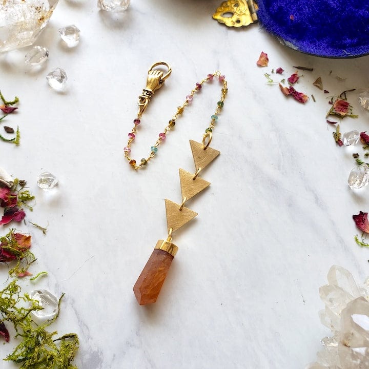 Spessartine Garnet Trinity Pendulum pendulum Shop Dreamers of Dreams