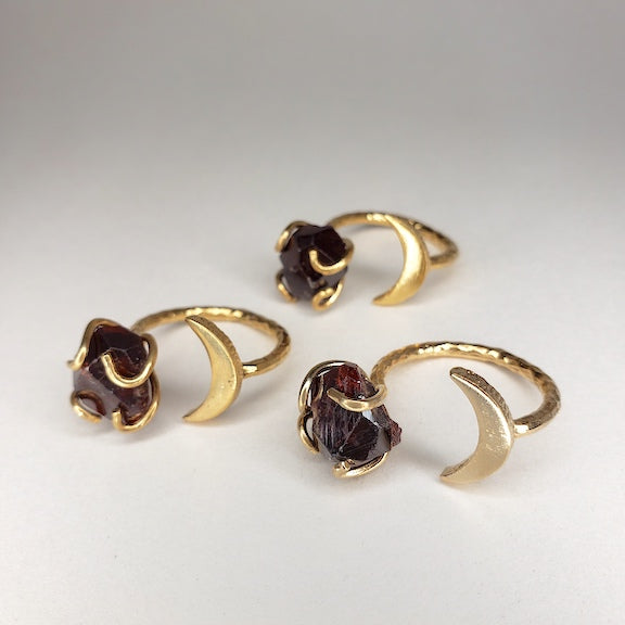 Garnet Gemstone Moon Ring RING Shop Dreamers of Dreams