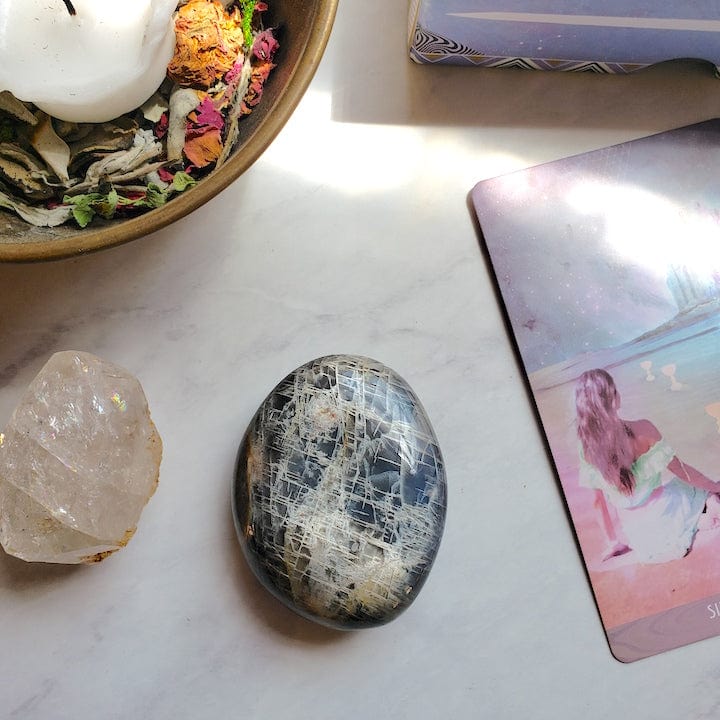 Grey Moonstone Palm Stone crystal Shop Dreamers of Dreams