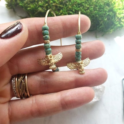 Large Owl Spirit Gold Hoops Earrings Shop Dreamers of Dreams