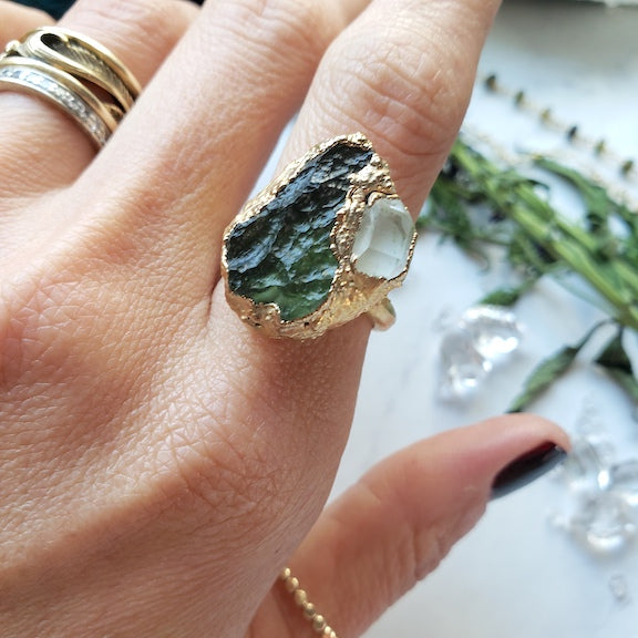 Moldavite Priestess Ring size 8.5 RING Shop Dreamers of Dreams