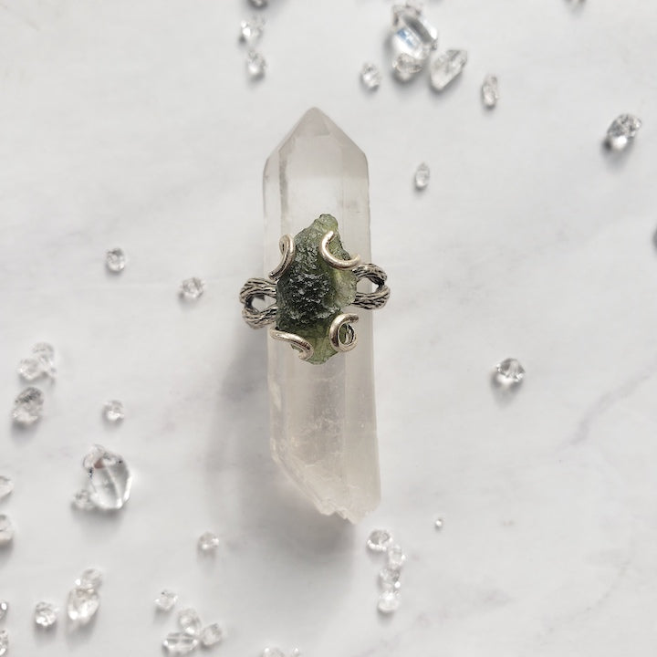 Moldavite Ring Adjustable Silver Moldavite Ring Shop Dreamers of Dreams